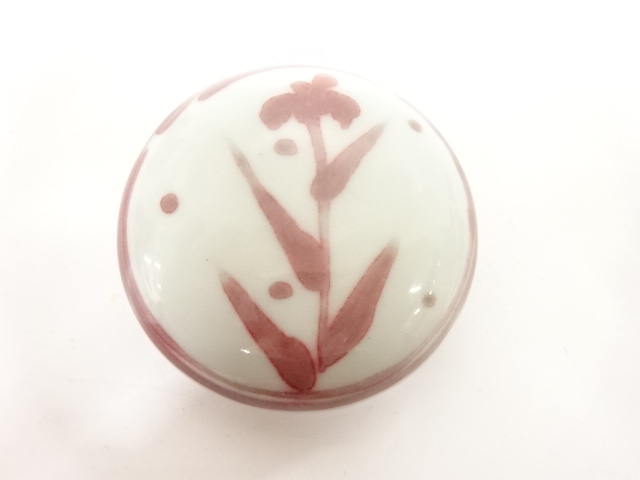  栄一造　紅草文　香合